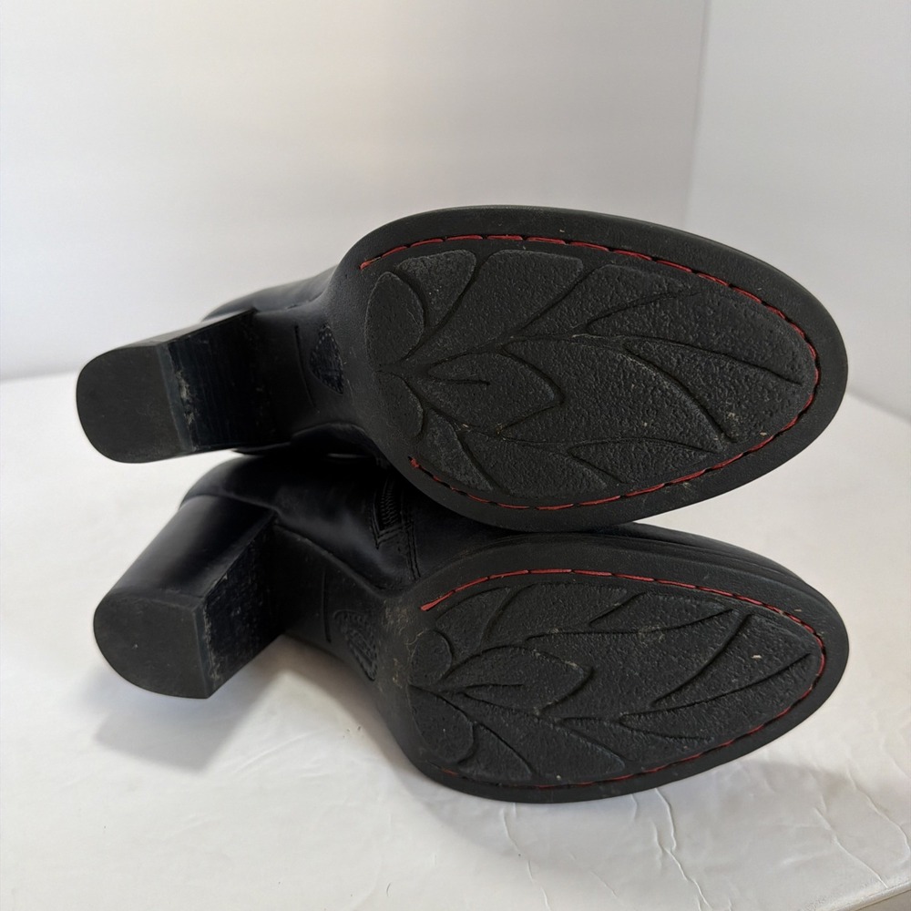 BORN size 8 1/2 or 40  black leather tall knee high calf buckle boots  8.5 - Picture 7 of 11